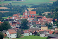 Blick vom Neualbenreuther Aussichtsturm auf den Marktflecken Neualbenreuth